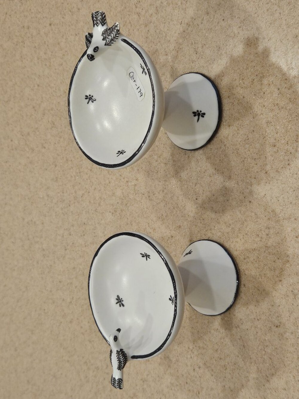 RARE PAIR EMILIA CASTILLO MEXICAN PORCELAIN BIRD SILVER BIRD BATH SALT & PEPPER